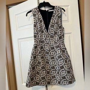 Alice + Olivia Patty Embroidered Gold Mini Dress with pockets